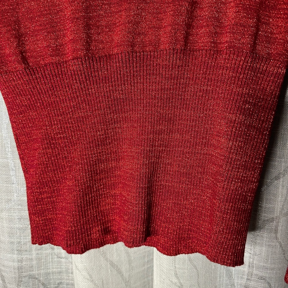 Apt. 9 pullover cowl neck sweater red metallic LS ribbed bottom NWOT Size S - Picture 5 of 6